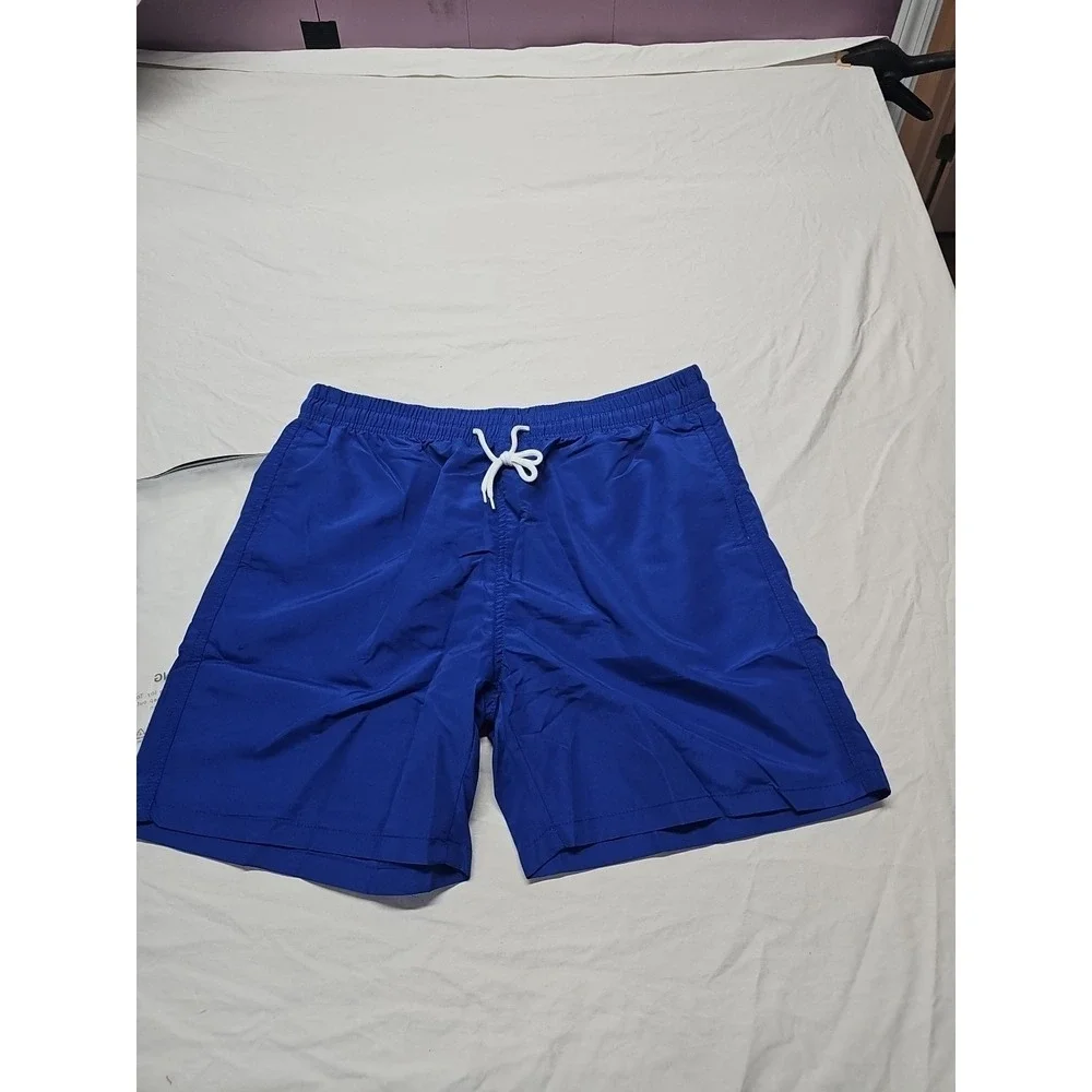 Manfinity Mens Blue Drawstring Swim Trunks Pockets Bottoms Size‎ Xl